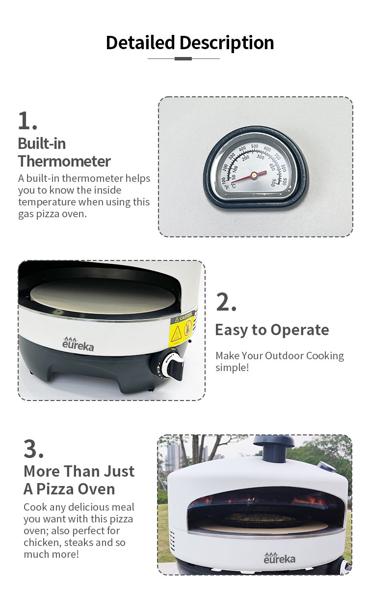 built-in thermometer easy operate outdoor pizza oven