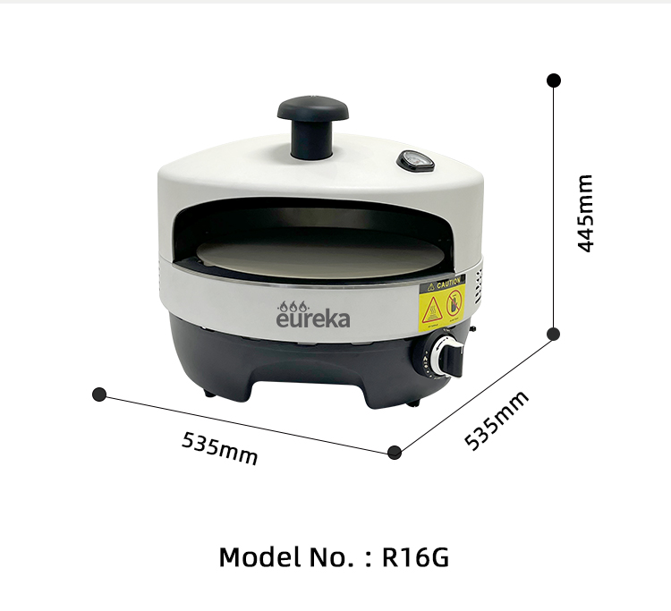 R16G outdoor pizza oven dimensions 535x535x445mm