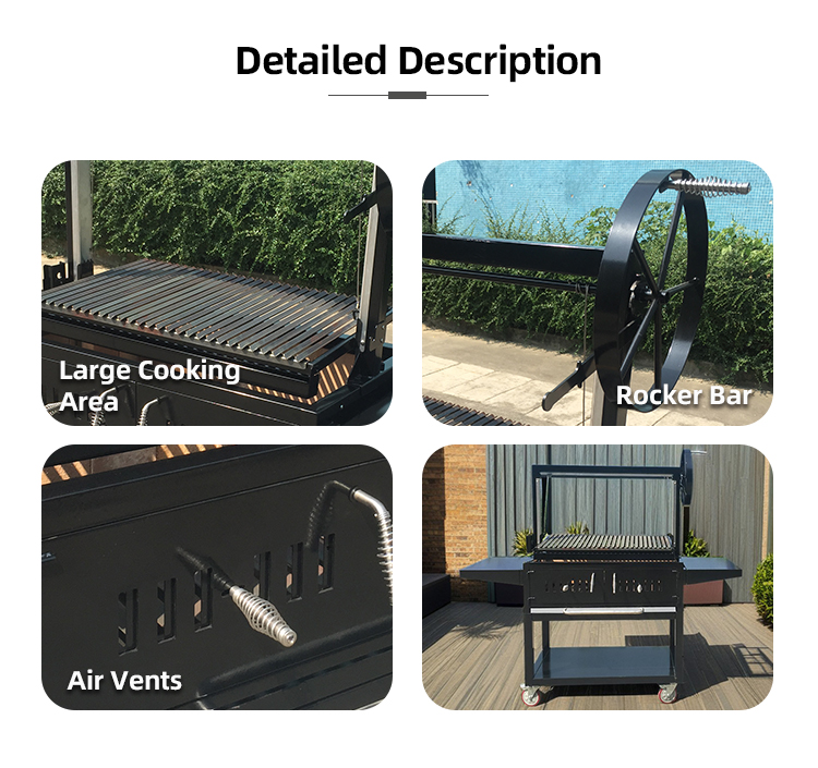 SC003K Stainless Steel Barbecue Santa Maria Argentine Unit Party Size Outdoor Bbq Charcoal Wood Grill Kit