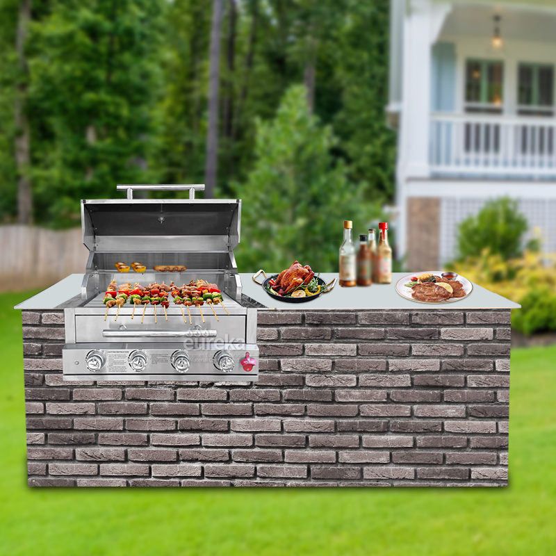 BN400GC Stainless Steel LPG Propane Charcoal Smoker Dual Fuel Built in BBQ Grill for Outdoor Kitchen