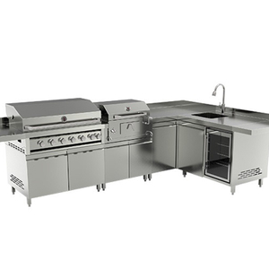 BN0006GC-FL Portable Mobile Outdoor Kitchen Station with BBQ Grill and Sink