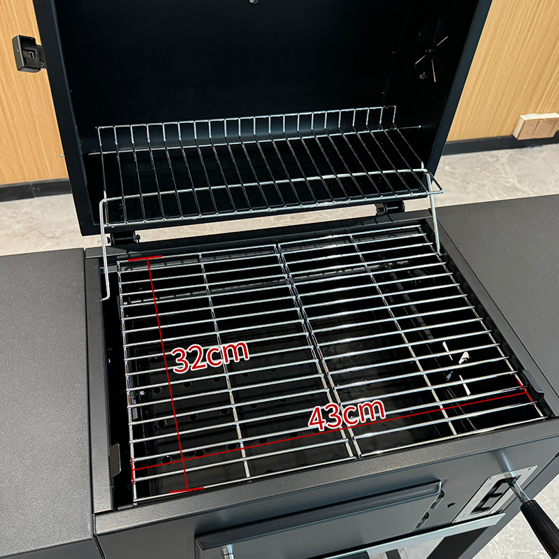 CQ01C Charcoal BBQ Grill Trolley with Adjustable Tray and Chimney