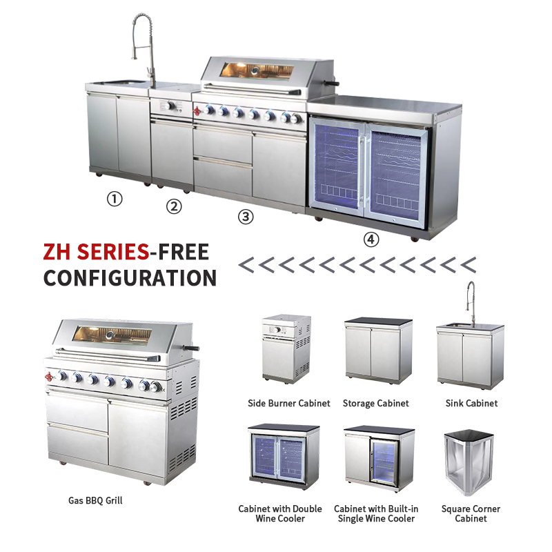 Eureka Professional 7-Burner 304 Stainless Steel Gas Grill - 91100 BTU Outdoor BBQ Station with Side Burner