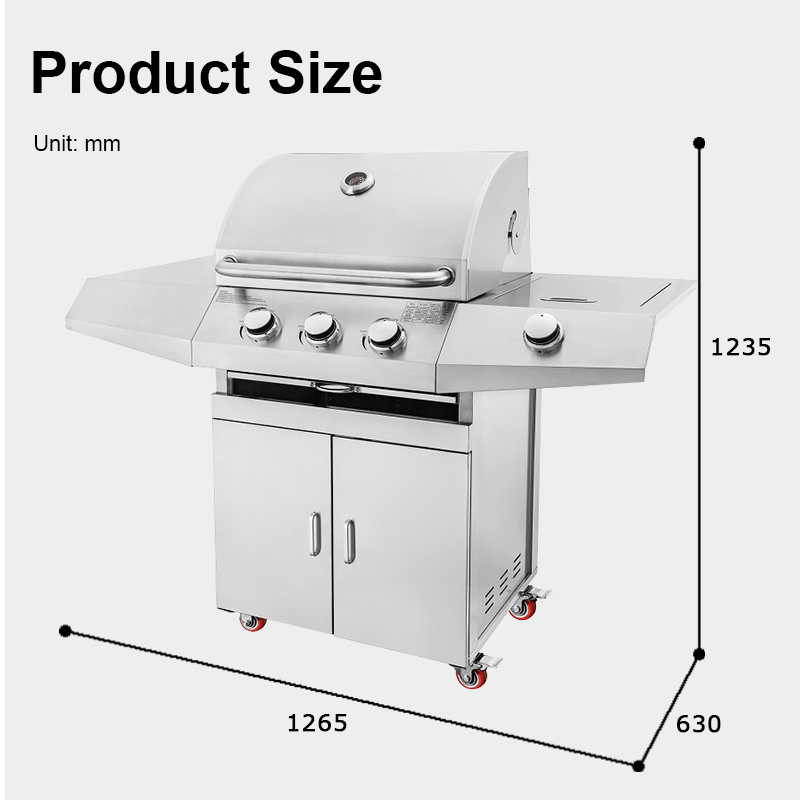 Modern Premium Heavy Duty Outdoor Kitchen Island Restaurant Stainless Steel 4-Burner BBQ Grill Eureka Flame Safety Eco-Friendly