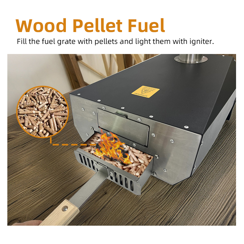 SN12M-R Portable 12 Inch Table Top Rotating Wood Pizza Oven with Stone