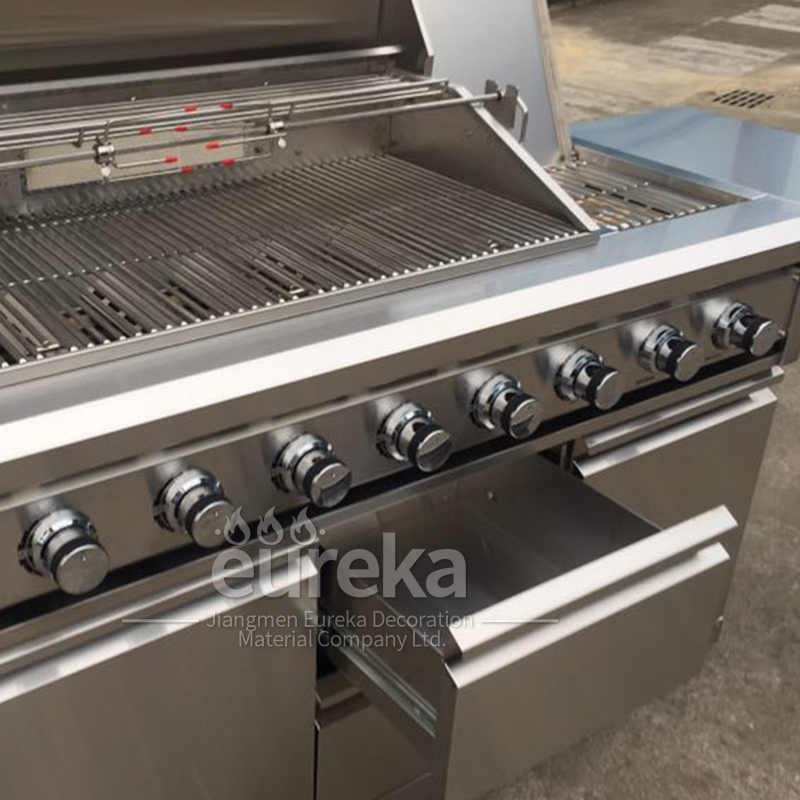 SG008B-AD Modern Outdoor Stainless Steel Gas BBQ Grill Machine Gray Glossy Kitchen Cabinet Design