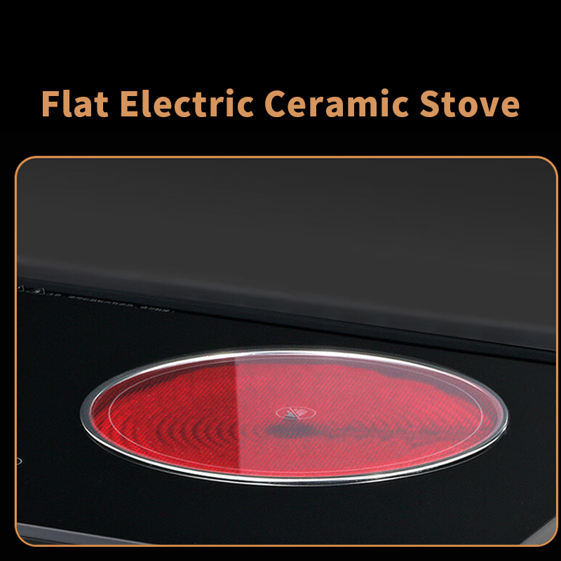 All-in-one freestanding electric kitchen stove with oven in modern compact kitchen
