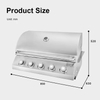 5-Burner Built-In Gas BBQ Grill | Stainless Steel Outdoor Kitchen Insert Grill with Side Burners | Propane Natural Gas Barbecue Grill Island Head CE Certified