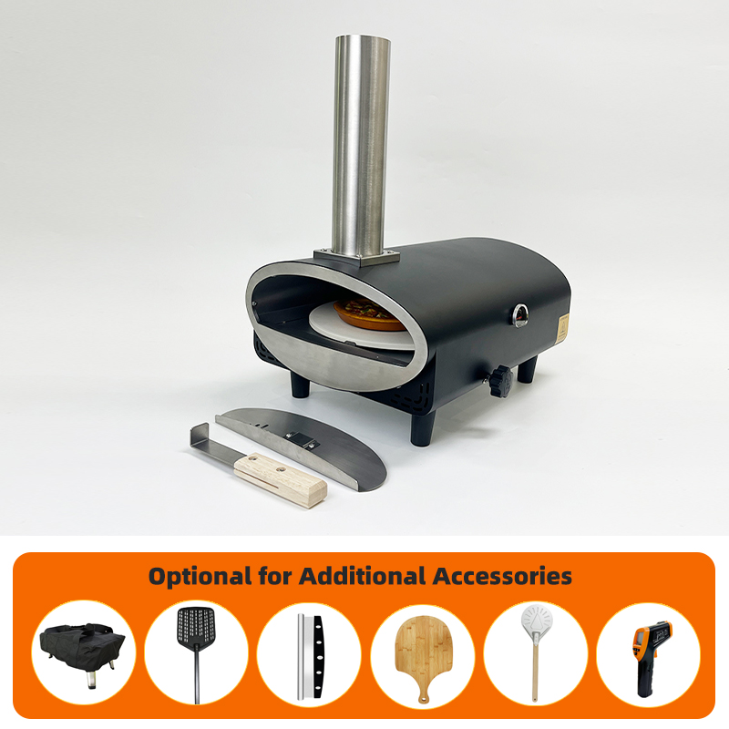 YT12M 12-Inch Stainless Steel Rotary Stone Cooker Portable Outdoor Pizza Oven