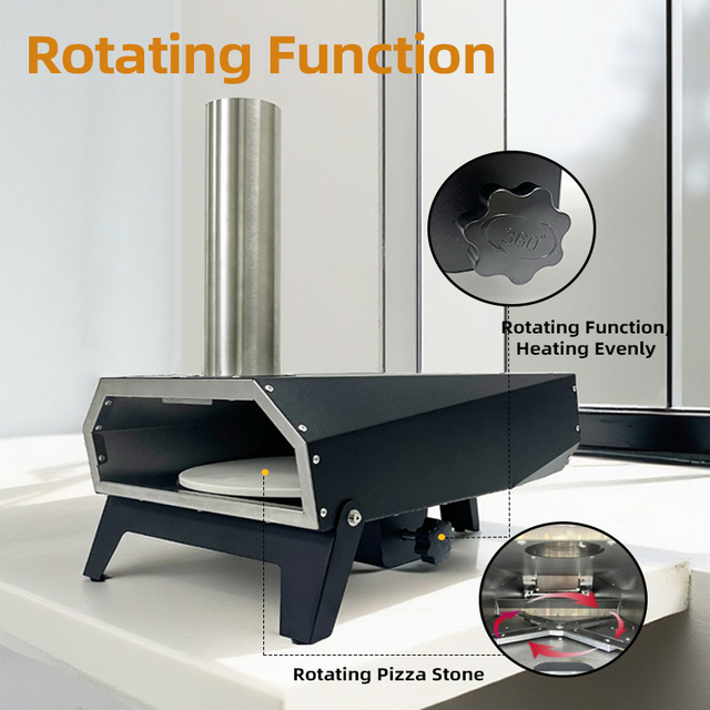 SN12M-R Portable 12 Inch Table Top Rotating Wood Pizza Oven with Stone