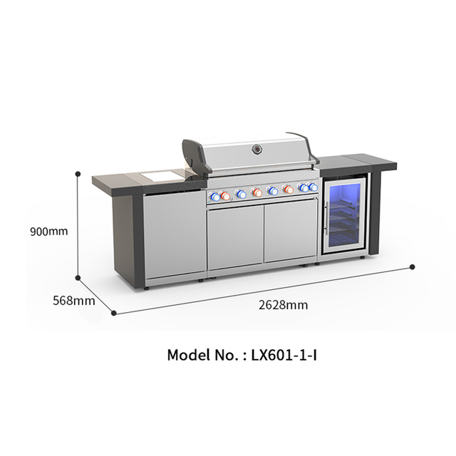 LX601-1-S Modern Premium Stainless Steel Modular BBQ Cabinet Outdoor Kitchen Barbecue Full Set