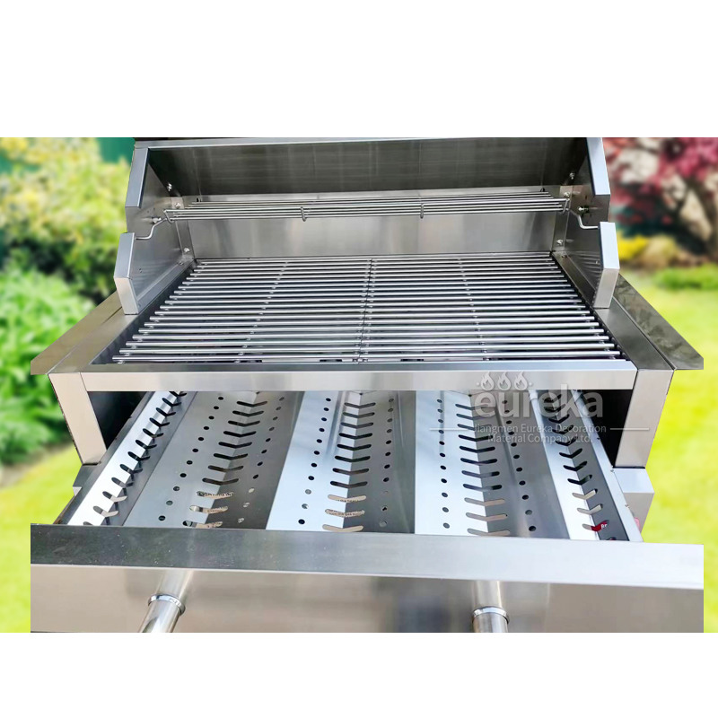 BN400GC Stainless Steel LPG Propane Charcoal Smoker Dual Fuel Built in BBQ Grill for Outdoor Kitchen