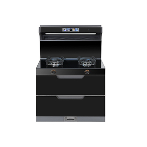 IS160XD smart integrated stove with range hood and 160L storage cabinet - black nano glass
