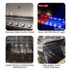 5-Burner Built-In Gas BBQ Grill | Stainless Steel Outdoor Kitchen Insert Grill with Side Burners | Propane Natural Gas Barbecue Grill Island Head CE Certified