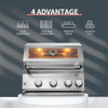 3-Burner Built-In Gas BBQ Grill | 39000 BTU Stainless Steel Outdoor Kitchen Insert with Infrared Rear Burner & LED Lights | Propane Grill Island Head CE Certified