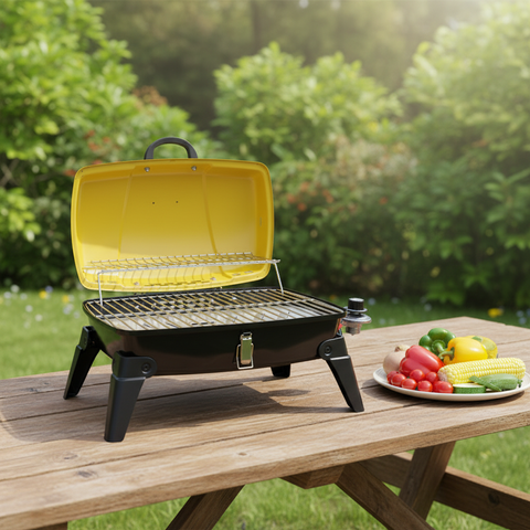Portable Foldable Charcoal BBQ Grill | Compact Camping Barbecue Grill for 1-3 People | Outdoor Folding Gas/Charcoal Grill with Stainless Steel Grate for Picnic Beach Garden