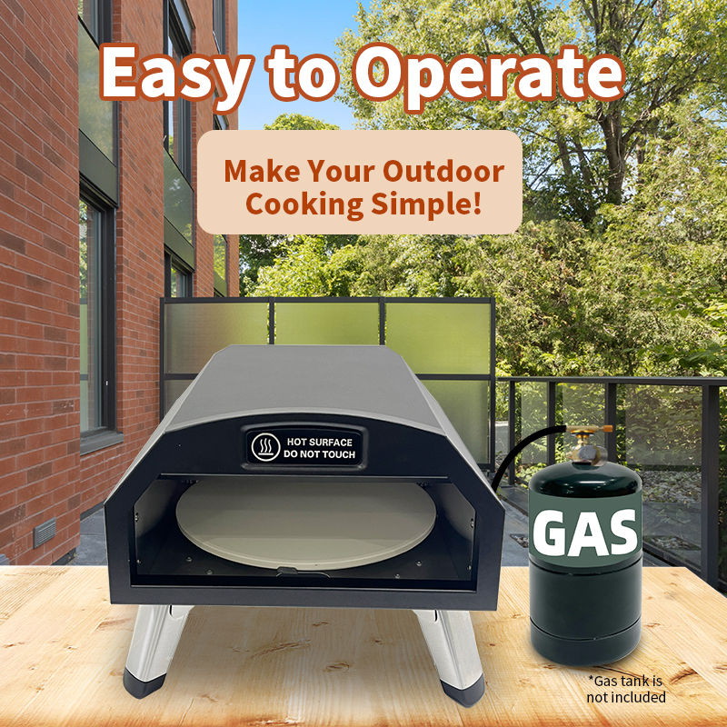 XN12S-R 12-Inch Gas Pizza Oven - Compact Outdoor Stainless Steel Pizza Oven with Even Heating for Backyard Pizza Nights & Family Meals