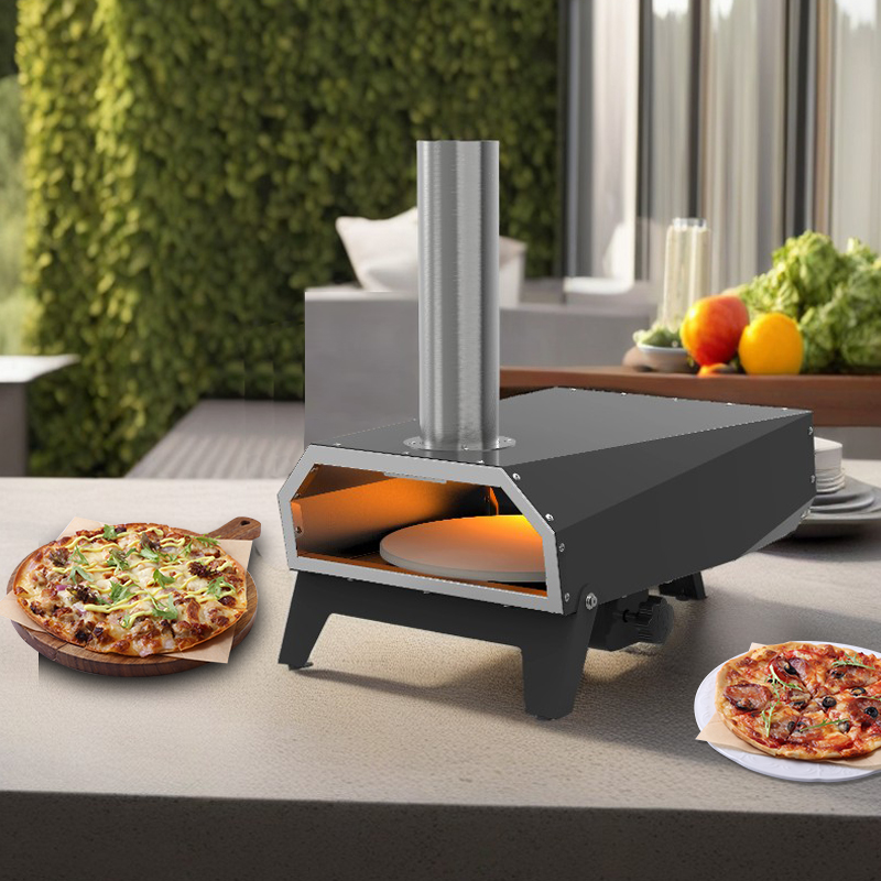 SN12M-R Portable 12 Inch Table Top Rotating Wood Pizza Oven with Stone