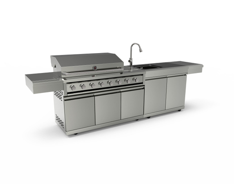 SG008BSR Diy Affordable Outdoor Kitchen Bar Kits Island Stainless Steel 8 Burner Gas Built in Barbecue Grill Bbq Grill Outdoor Kitchen