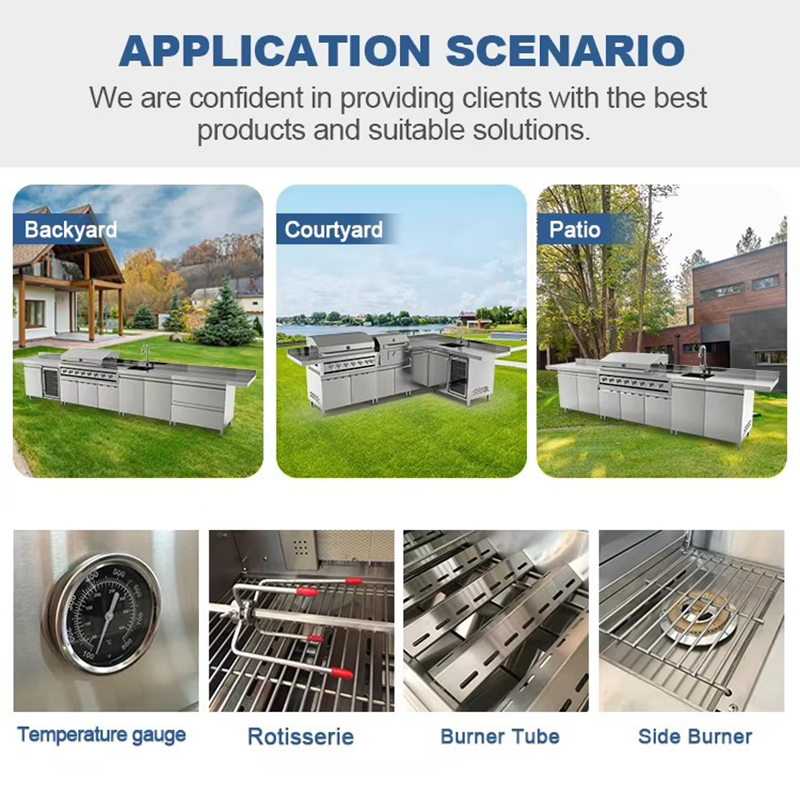 BN0006GC-FL Portable Mobile Outdoor Kitchen Station with BBQ Grill and Sink