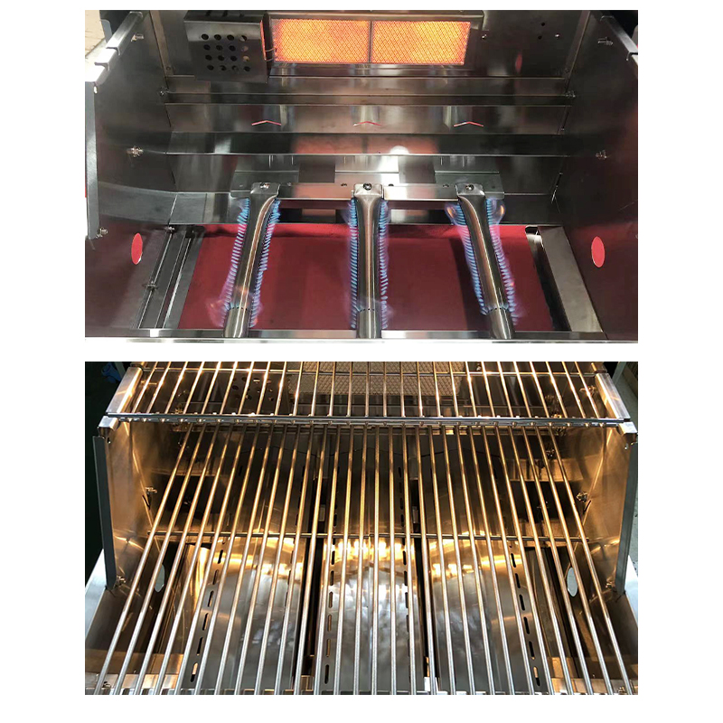 3-Burner Built-In Gas BBQ Grill | 39000 BTU Stainless Steel Outdoor Kitchen Insert with Infrared Rear Burner & LED Lights | Propane Grill Island Head CE Certified
