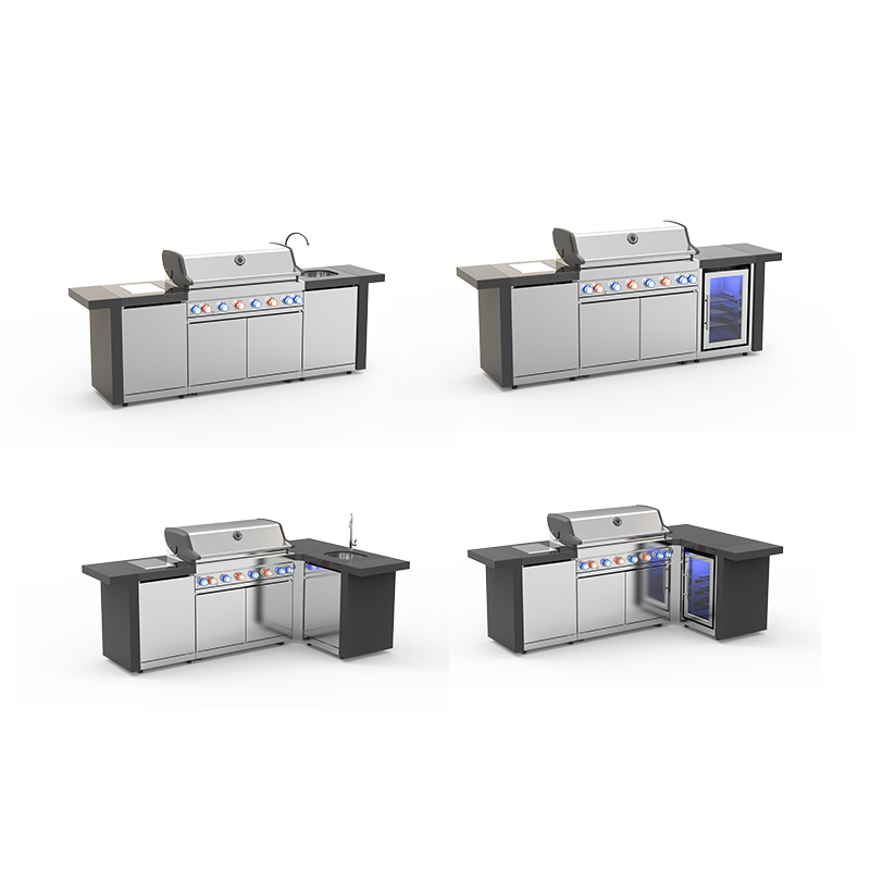 LX601-1-S Modern Premium Stainless Steel Modular BBQ Cabinet Outdoor Kitchen Barbecue Full Set