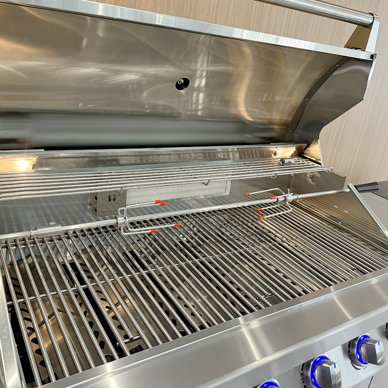 GS611-SI Stainless Steel Kitchen Unit Metal Storage Stand Cabinet Kitchens Outdoor Bbq Set with Wine Refrigerator