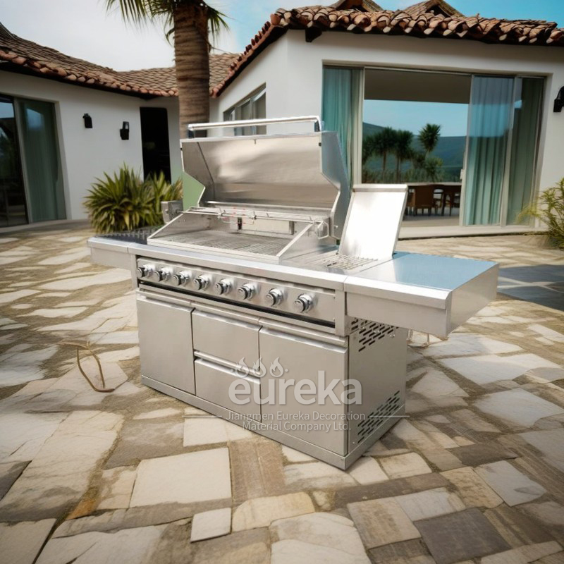 SG008B-AD Modern Outdoor Stainless Steel Gas BBQ Grill Machine Gray Glossy Kitchen Cabinet Design