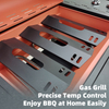 3-Burner Gas BBQ Grill Cart with Side Shelves | Portable Outdoor Kitchen Island with CE Certification | Wheeled Charcoal Gas Barbecue Grill Cabinet for Backyard Patio Camping