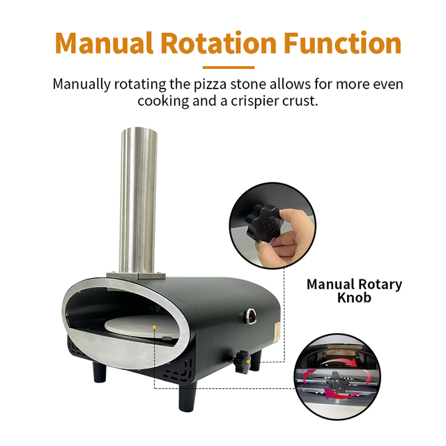 YT12M 12-Inch Stainless Steel Rotary Stone Cooker Portable Outdoor Pizza Oven