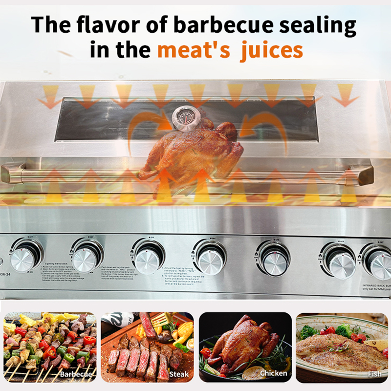 Eureka Professional 7-Burner 304 Stainless Steel Gas Grill - 91100 BTU Outdoor BBQ Station with Side Burner