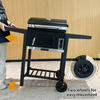 CQ01C Charcoal BBQ Grill Trolley with Adjustable Tray and Chimney