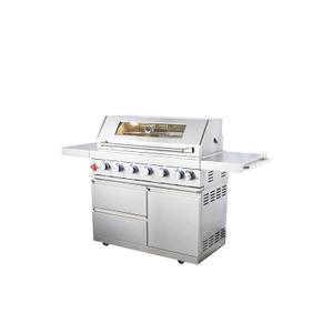 Eureka Professional 7-Burner 304 Stainless Steel Gas Grill - 91100 BTU Outdoor BBQ Station with Side Burner