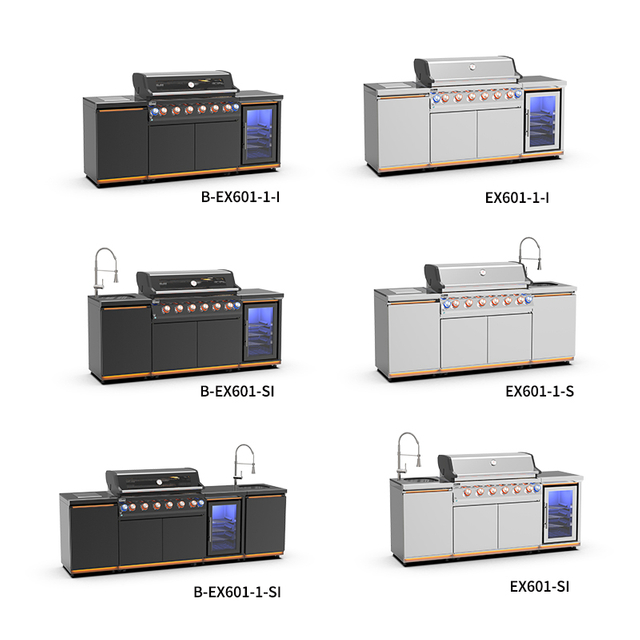 EX601-1-I Stainless Steel Barbecue Bar Bbq Grill Outdoor Kitchen Cabinet with Refrigerator