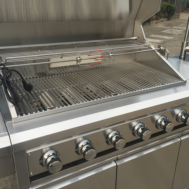 SG008BSF Modern Outdoor BBQ Gas Grill Electronic Ignition Stainless Steel 304 Construction Modular Design Sink Faucet Drawer Basket
