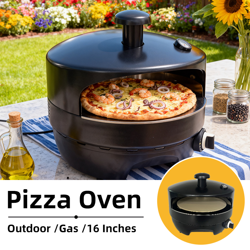 B-R16G Heavy-Duty Stainless Steel Outdoor Pizza Oven – Commercial-Grade Propane Pizza Oven for Backyard & Garden