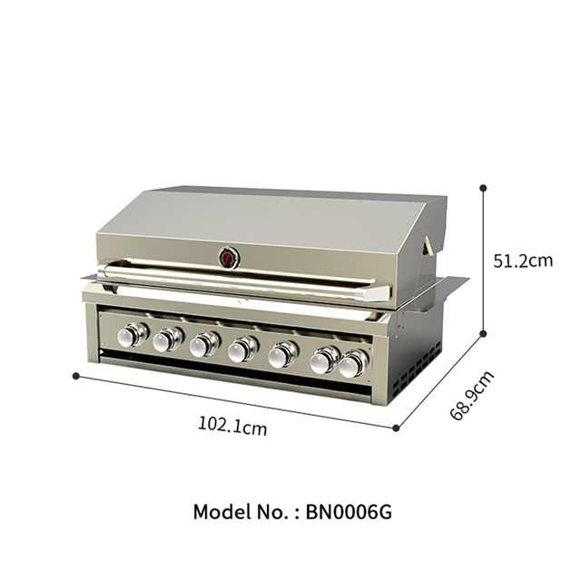 BN0006G 6+1 Burner Built-in Gas BBQ Grill for Outdoor Kitchens