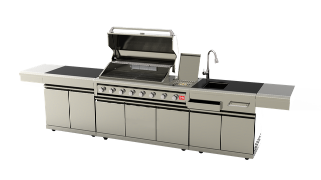 SG008BR Large Gas BBQ Grill Stainless Steel Outdoor Kitchen Cabinets with Refrigerator