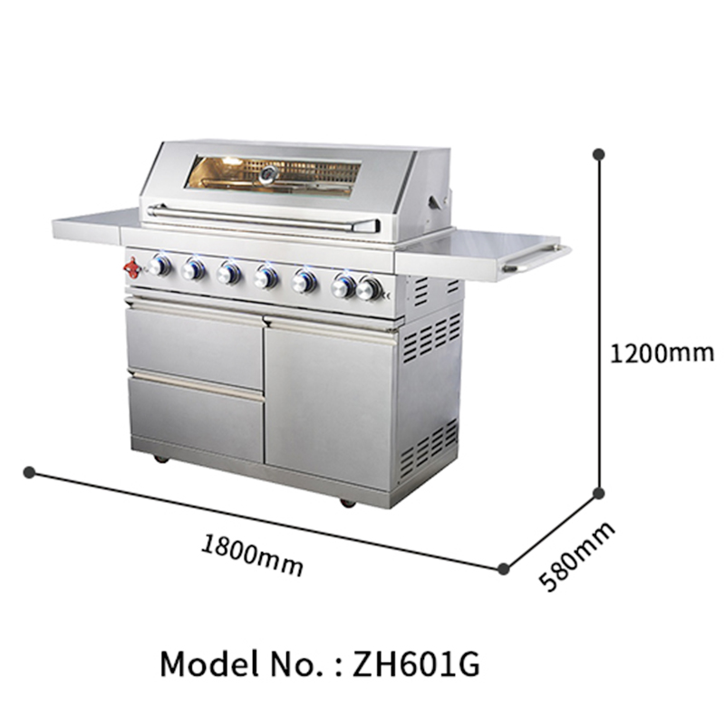 Eureka Professional 7-Burner 304 Stainless Steel Gas Grill - 91100 BTU Outdoor BBQ Station with Side Burner