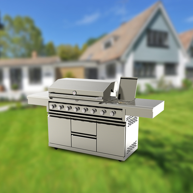 SG008B-AD Modern Outdoor Stainless Steel Gas BBQ Grill Machine Gray Glossy Kitchen Cabinet Design