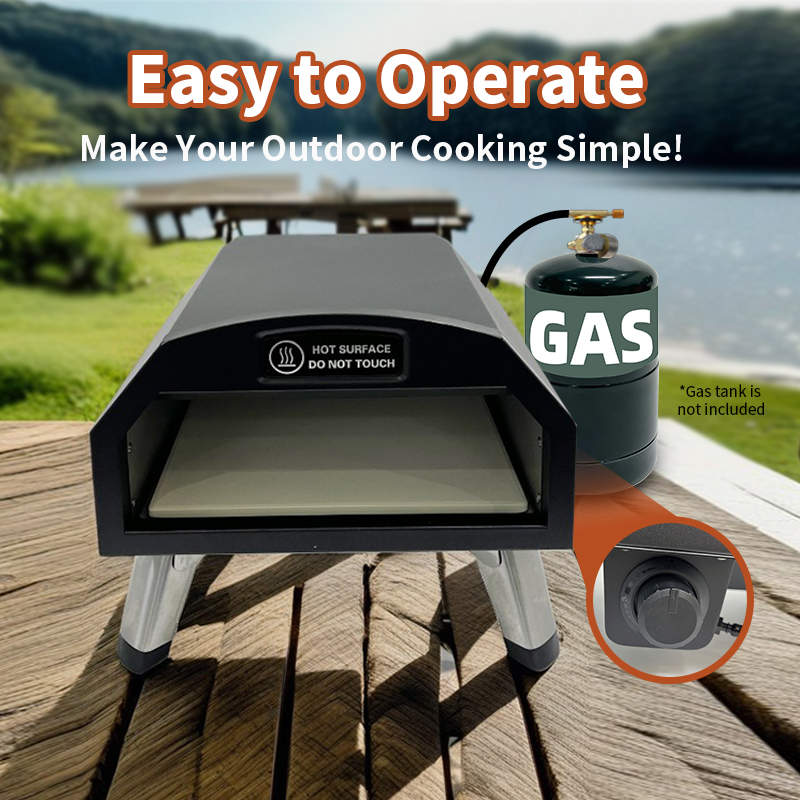 XN12S Portable 12-Inch Gas Pizza Oven - Tabletop Countertop Pizza Oven with Fast Ignition for Homemade Crispy Crust Pizzas