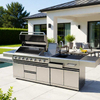 Modular Premium Stainless Steel 304 8-Burner Gas Grill BBQ Set with Wheels Modern Outdoor Kitchen Furniture Island