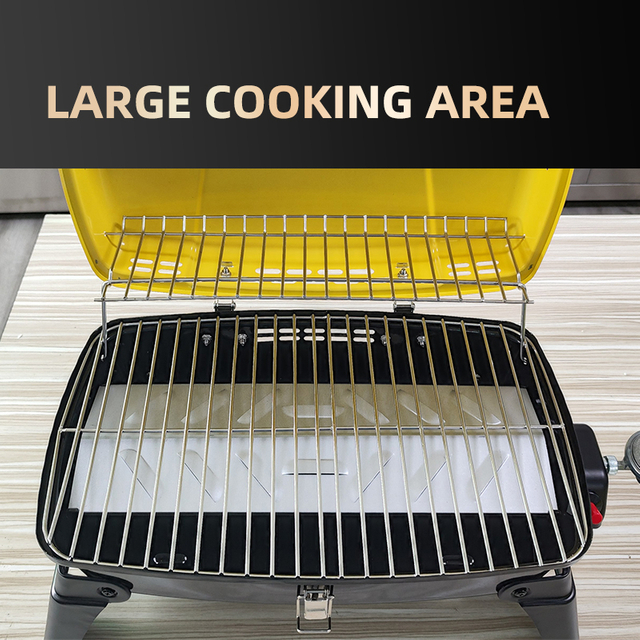 Compact Suitcase-Style Portable BBQ Grill - 44.5x28cm Large Cooking Area with Foldable Legs - Vibrant Red/Yellow/Green Gas Stove for Picnic