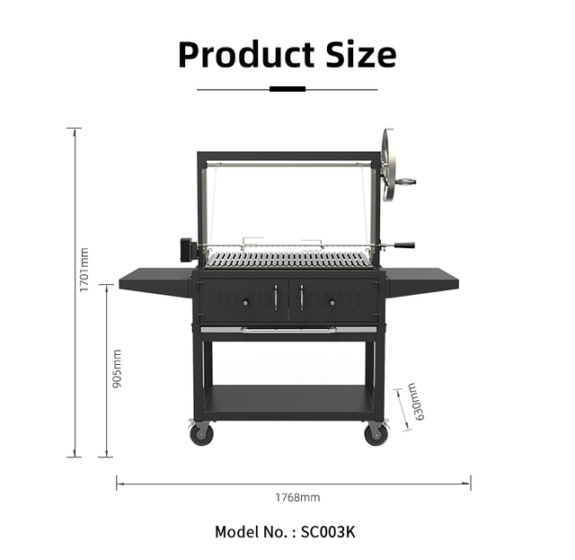 SC003K Stainless Steel Barbecue Santa Maria Argentine Unit Party Size Outdoor Bbq Charcoal Wood Grill Kit