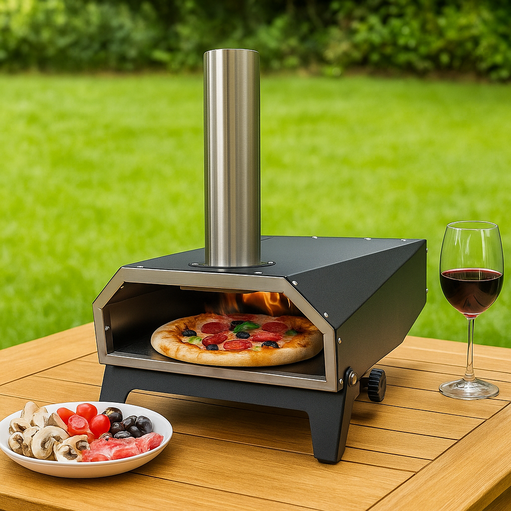 Professional Backyard Pizza Setup with Eureka Rotating Wood Fired Pellet Oven.png