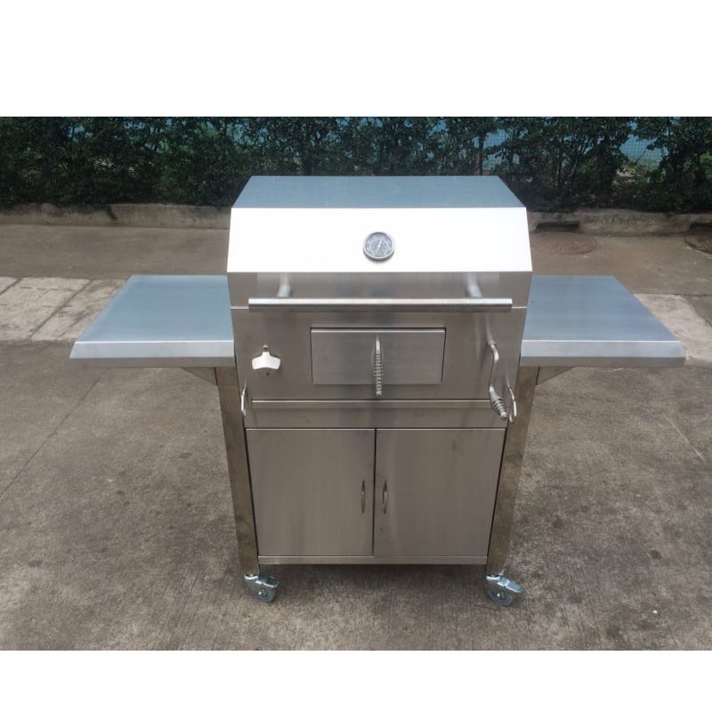 SC001K-A Outdoor Backyard Charcoal BBQ Grill with Storage Cabinet - 304 Stainless Steel