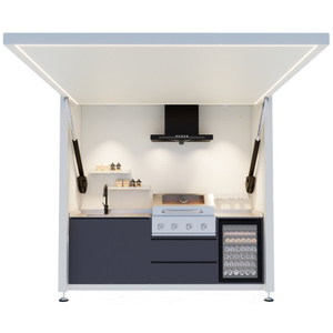 Mobile Modular Outdoor Kitchen with Electric Flip-Top Hatch - 4 Burner Gas & Charcoal Grill