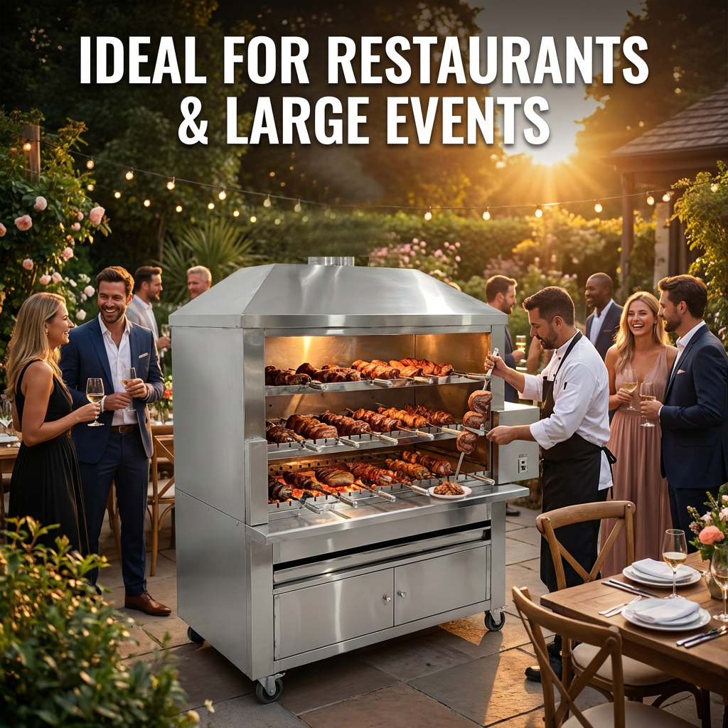 Professional Commercial Brazilian Rotisserie Grill: 30+ Skewers Large Capacity Charcoal/Gas Churrasco Grill - Wholesale Restaurant Kitchen Equipment Supplier