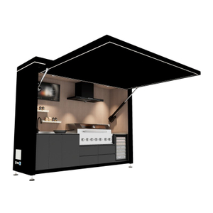 OKP Plus MaxE Mobile Modular Outdoor Kitchen with Electric Flip-Top Hatch - 6 Burner Gas Grill & Induction Cooker