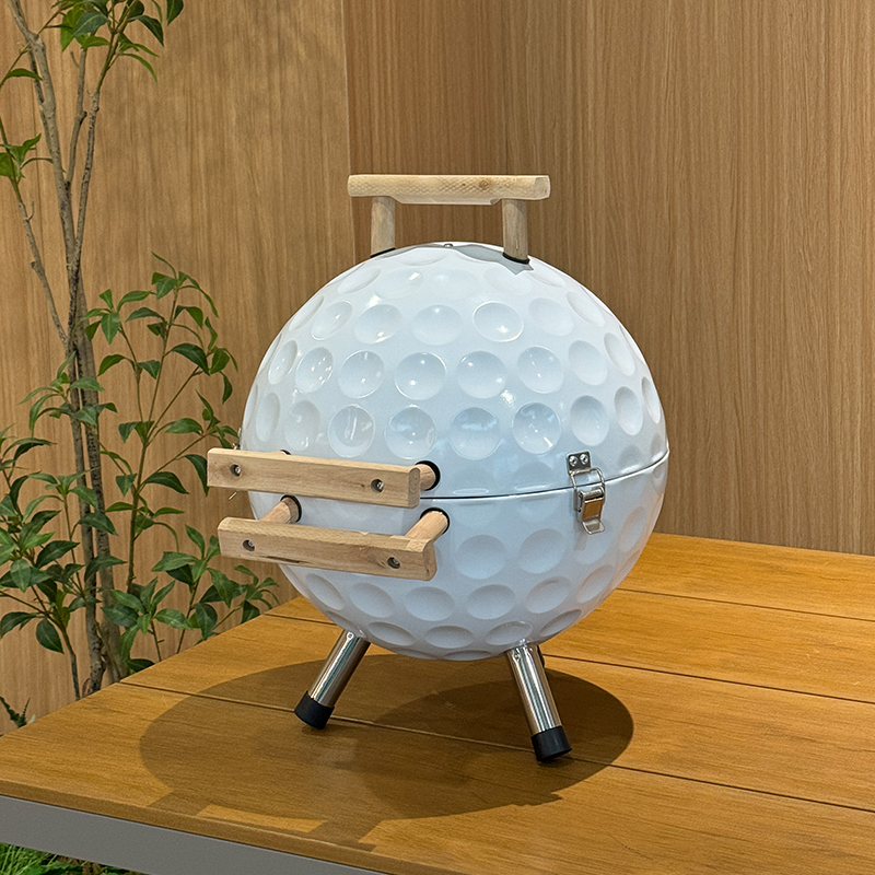 GF14C Golf Ball Shaped Portable Charcoal BBQ Grill - Foldable Camping Grill with Smoker